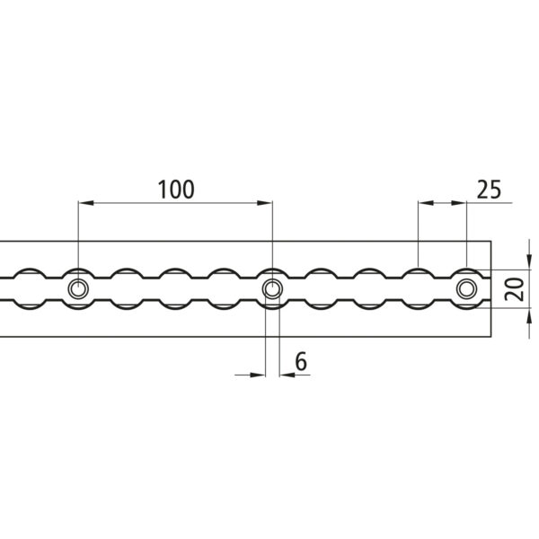 Airlineschiene halbrund, gebohrt, Aluminium eloxiert, 3000 mm – Bild 2