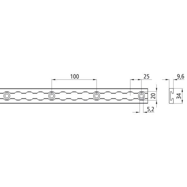 Airlineschiene rechteckig, gebohrt, Aluminium eloxiert, 3000 mm – Bild 3