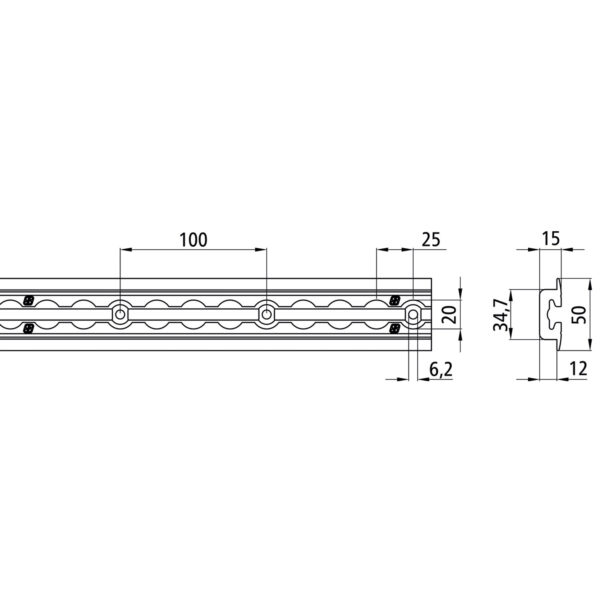 Airlineschiene zum Einlassen, gebohrt, Aluminium eloxiert, 3000 mm – Bild 3