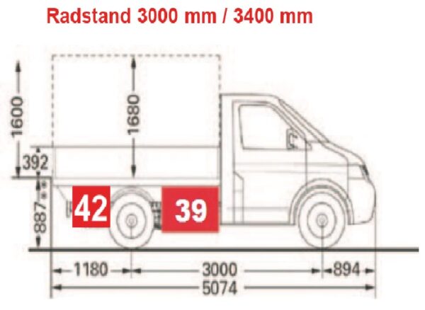 Staubox/Staukasten STB 039, passt Mitte rechts für VW T6.1, VW T6, VW T5, Einzelkabine  L1/L2
