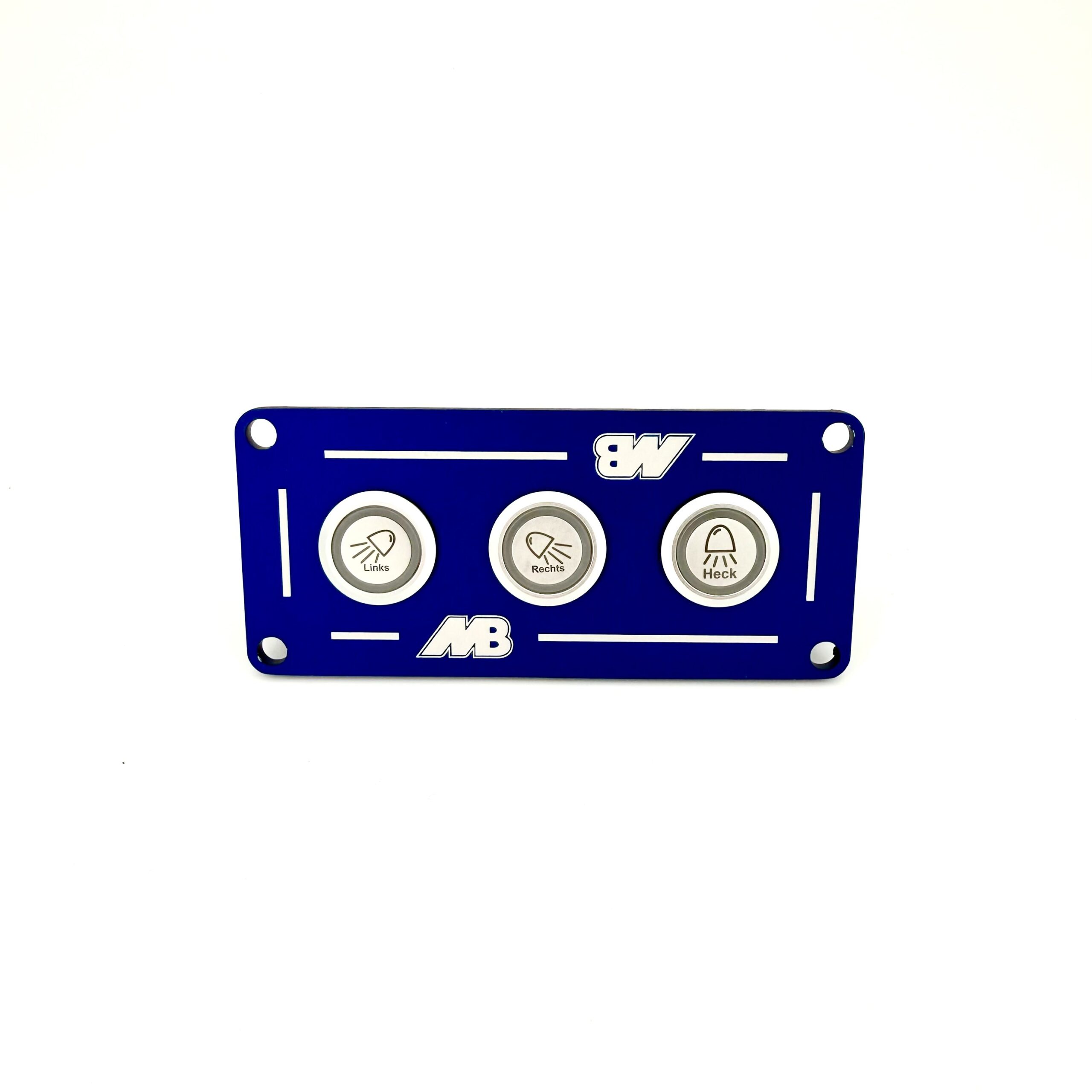 Bedienpanel f. Drucktaster, 3-fach, blau eloxiert, gelasert – Bild 2