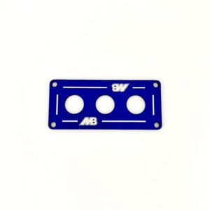Bedienpanel f. Drucktaster, 3-fach, blau eloxiert, gelasert