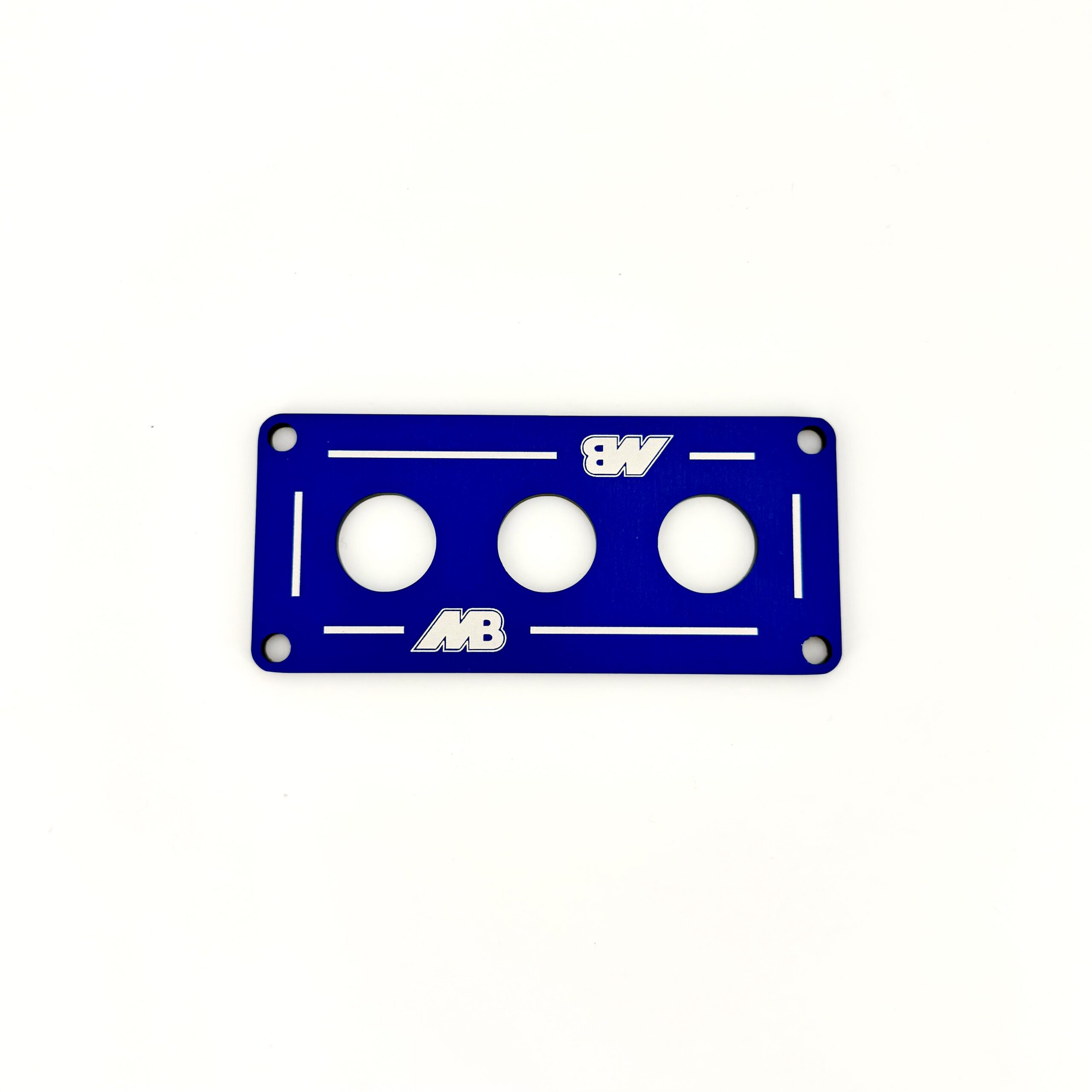 Bedienpanel f. Drucktaster, 3-fach, blau eloxiert, gelasert