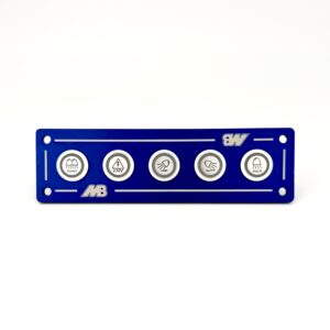 Bedienpanel f. Drucktaster, 5-fach, blau eloxiert, gelasert